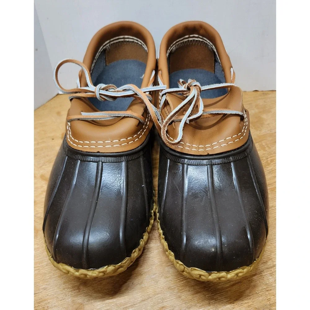 LL Bean Rubber Moc Bean Boots Mens 9 M Brown Tan Waterproof Duck Shoes 175061